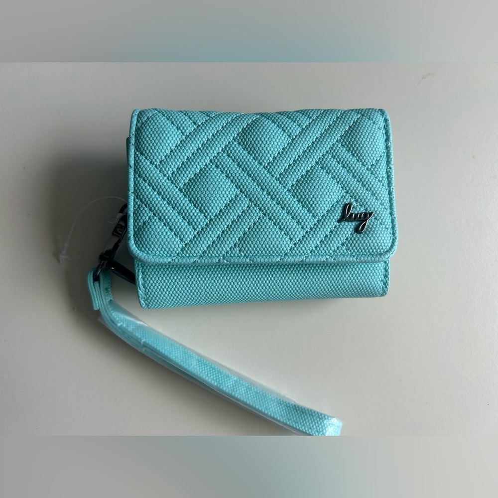 LUG PEDICAB MATTE LUXE RFID WALLET AQUAMARINE BLUE NWT